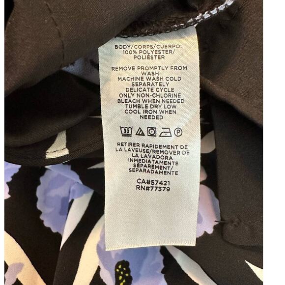 Ann Taylor black blue red floral side zipper pants size 00P - Picture 4 of 9